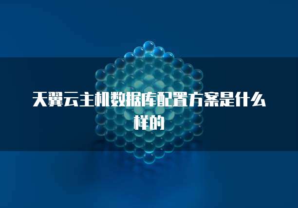 天翼云主机数据库配置方案是什么样的