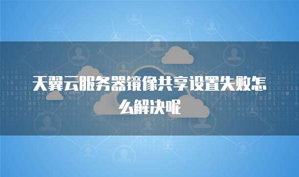 天翼云服务器镜像共享设置失败怎么解决呢