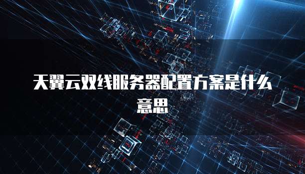 天翼云双线服务器配置方案是什么意思