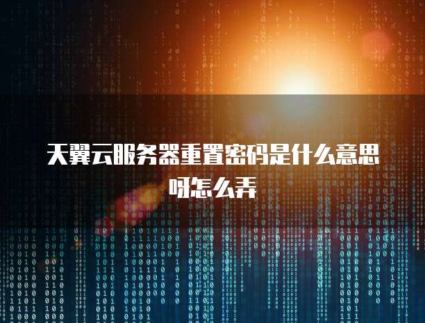 天翼云服务器重置密码是什么意思呀怎么弄