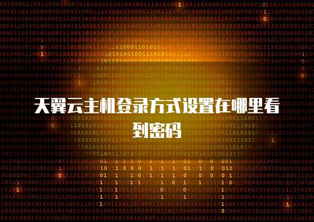 天翼云主机登录方式设置在哪里看到密码