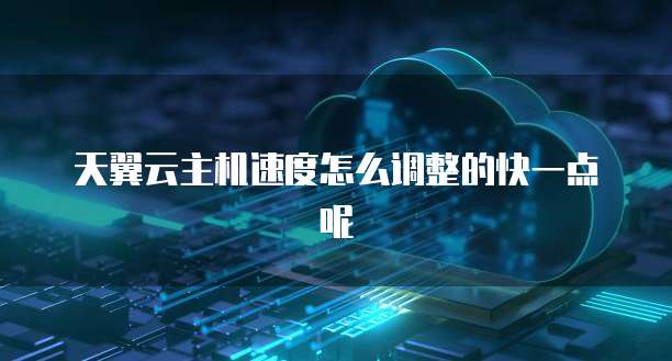 天翼云主机速度怎么调整的快一点呢