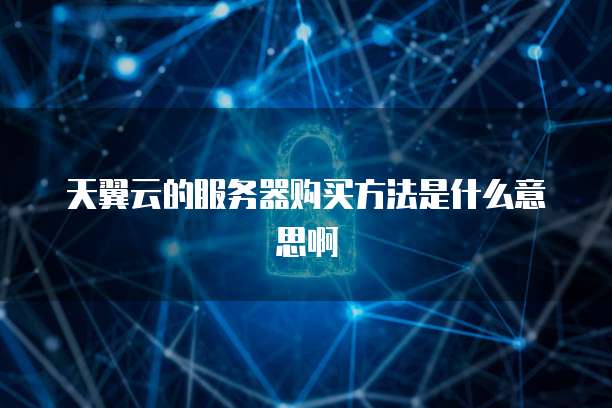 天翼云的服务器购买方法是什么意思啊