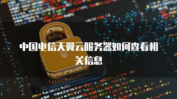 中国电信天翼云服务器如何查看相关信息