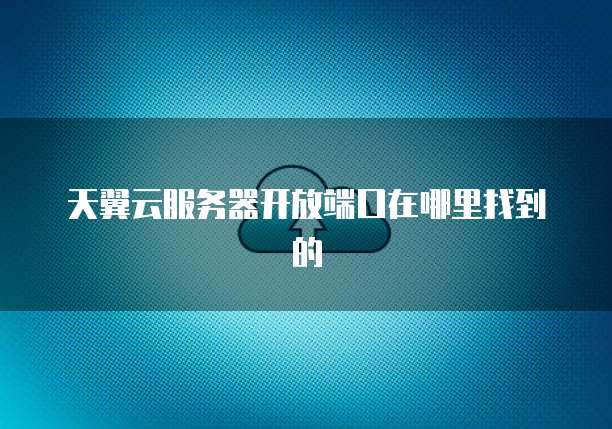 天翼云服务器开放端口在哪里找到的