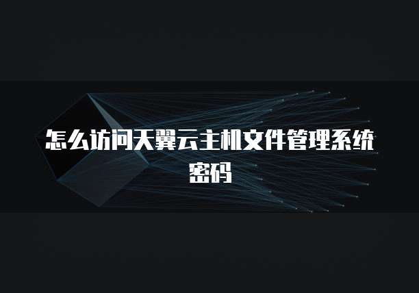 怎么访问天翼云主机文件管理系统密码