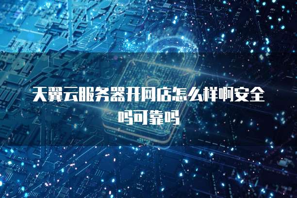 天翼云服务器开网店怎么样啊安全吗可靠吗