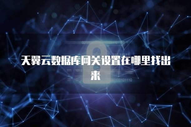 天翼云数据库网关设置在哪里找出来