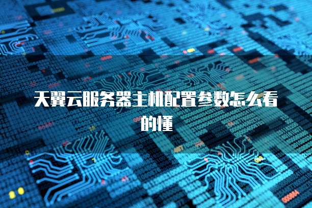天翼云服务器主机配置参数怎么看的懂