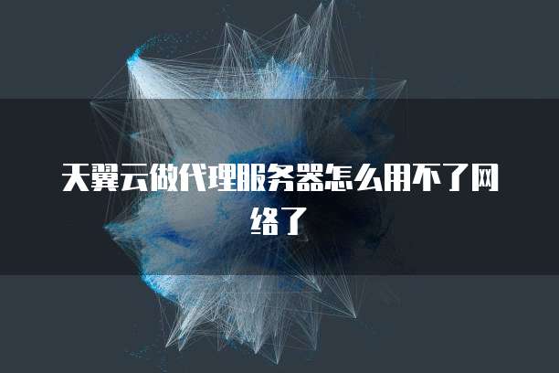 天翼云做代理服务器怎么用不了网络了