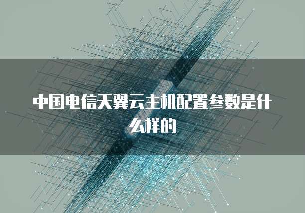 中国电信天翼云主机配置参数是什么样的