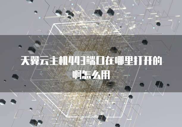 天翼云主机443端口在哪里打开的啊怎么用