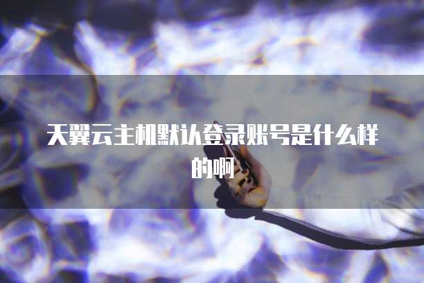 天翼云主机默认登录账号是什么样的啊