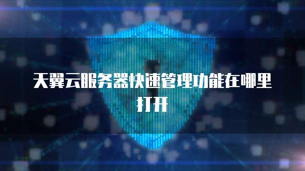 天翼云服务器快速管理功能在哪里打开