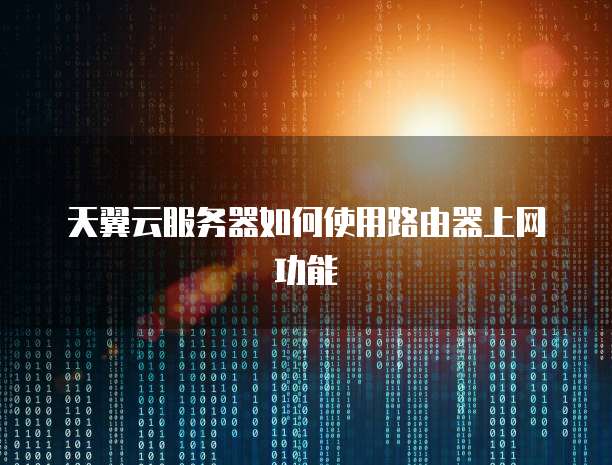 天翼云服务器如何使用路由器上网功能