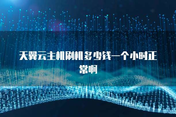 天翼云主机刷机多少钱一个小时正常啊
