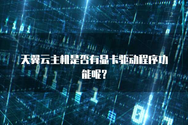 天翼云主机是否有显卡驱动程序功能呢？