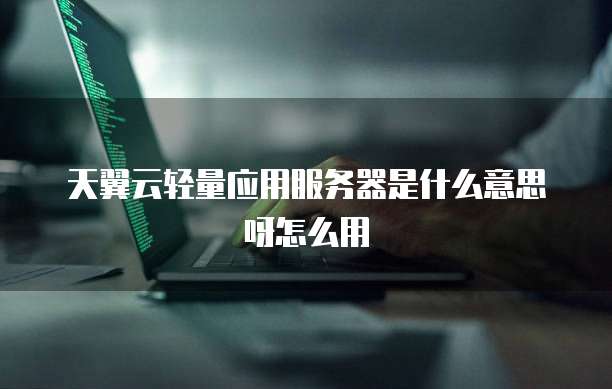 天翼云轻量应用服务器是什么意思呀怎么用