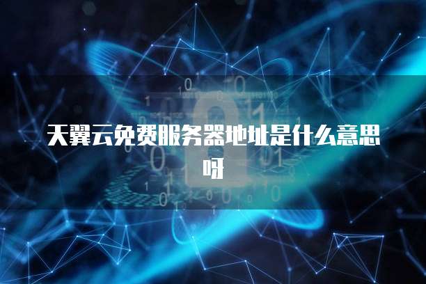 天翼云免费服务器地址是什么意思呀