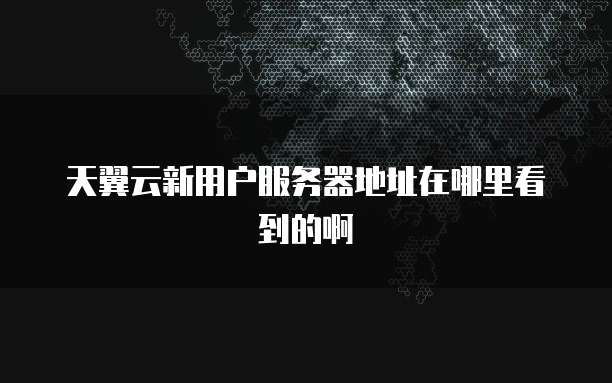 天翼云新用户服务器地址在哪里看到的啊