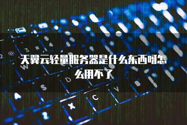 天翼云轻量服务器是什么东西呀怎么用不了