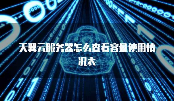 天翼云服务器怎么查看容量使用情况表