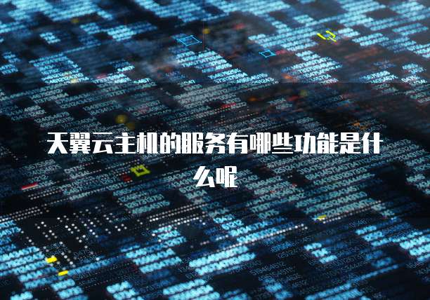 天翼云主机的服务有哪些功能是什么呢