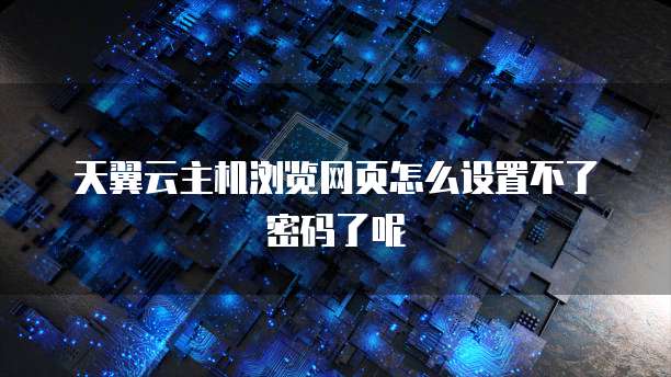 天翼云主机浏览网页怎么设置不了密码了呢