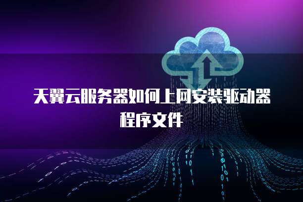 天翼云服务器如何上网安装驱动器程序文件