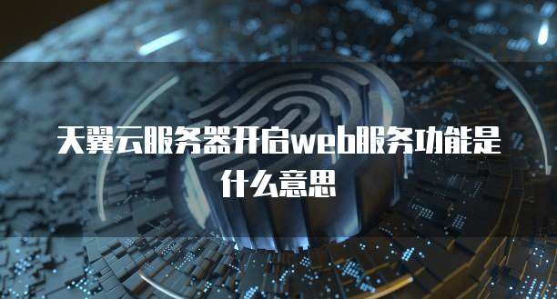 天翼云服务器开启web服务功能是什么意思