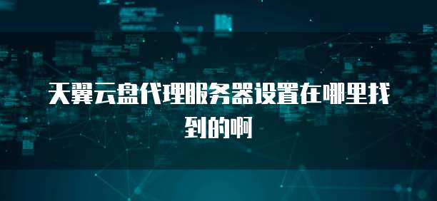 天翼云盘代理服务器设置在哪里找到的啊