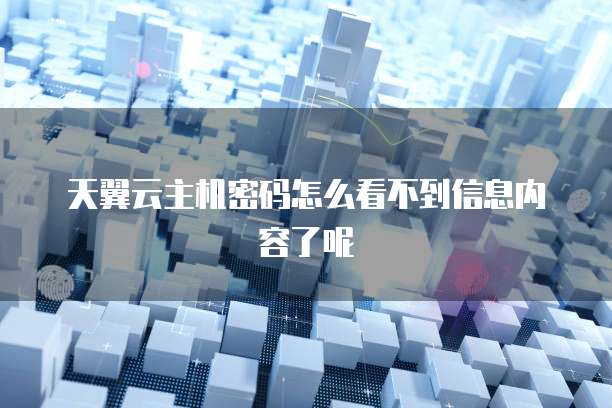 天翼云主机密码怎么看不到信息内容了呢