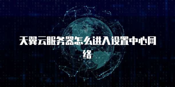 天翼云服务器怎么进入设置中心网络