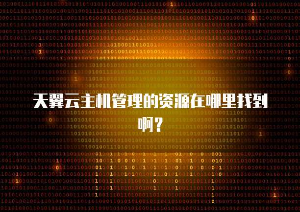 天翼云主机管理的资源在哪里找到啊？