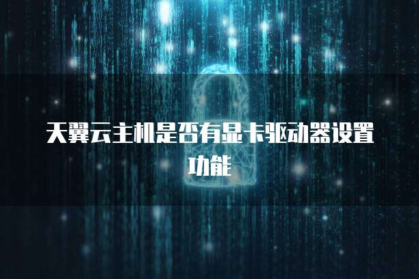 天翼云主机是否有显卡驱动器设置功能