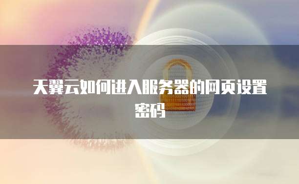 天翼云如何进入服务器的网页设置密码