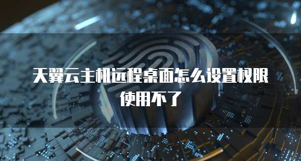 天翼云主机远程桌面怎么设置权限使用不了