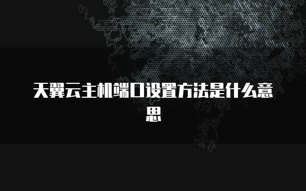 天翼云主机端口设置方法是什么意思