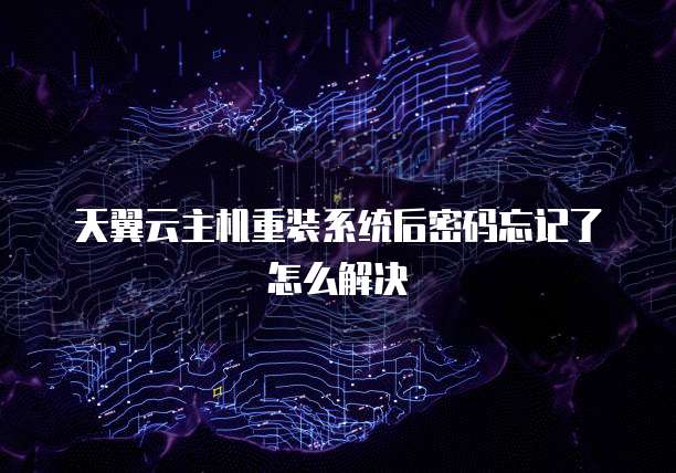 天翼云主机重装系统后密码忘记了怎么解决