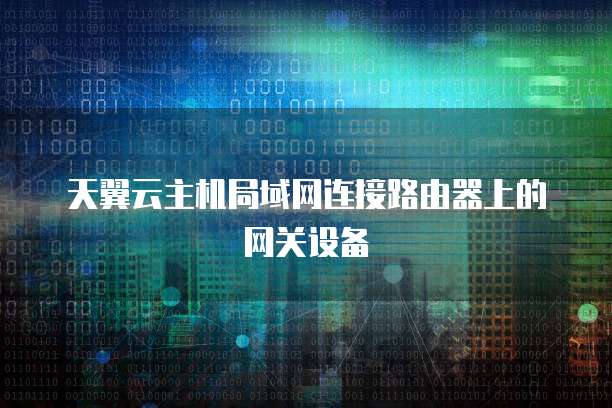 天翼云主机局域网连接路由器上的网关设备