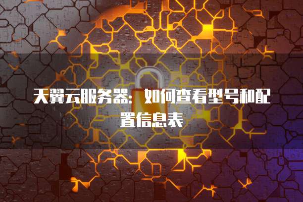 天翼云服务器：如何查看型号和配置信息表
