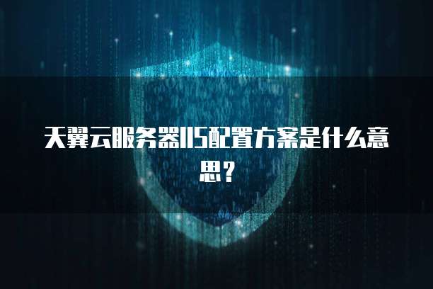 天翼云服务器IIS配置方案是什么意思？