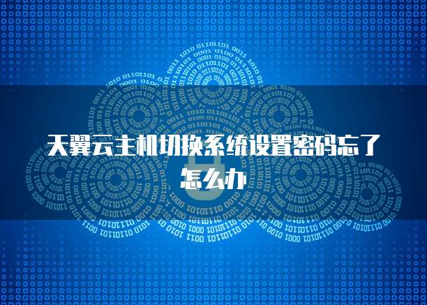 天翼云主机切换系统设置密码忘了怎么办