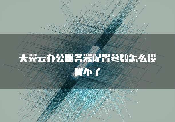 天翼云办公服务器配置参数怎么设置不了