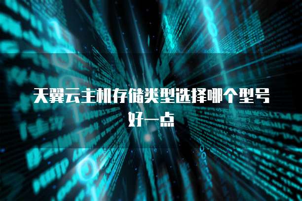天翼云主机存储类型选择哪个型号好一点
