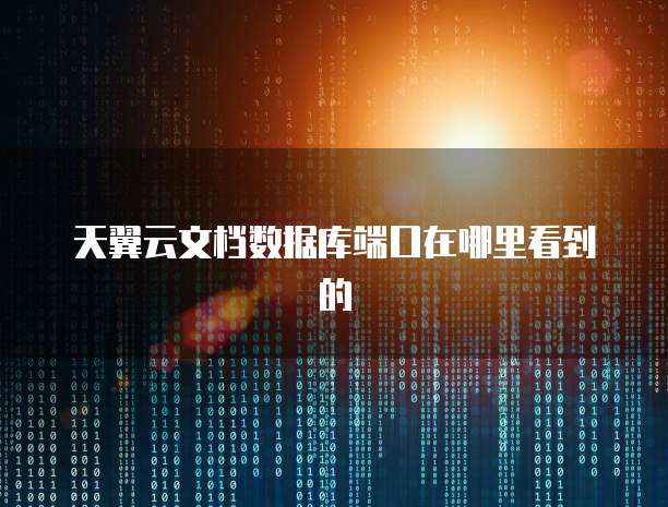 天翼云文档数据库端口在哪里看到的