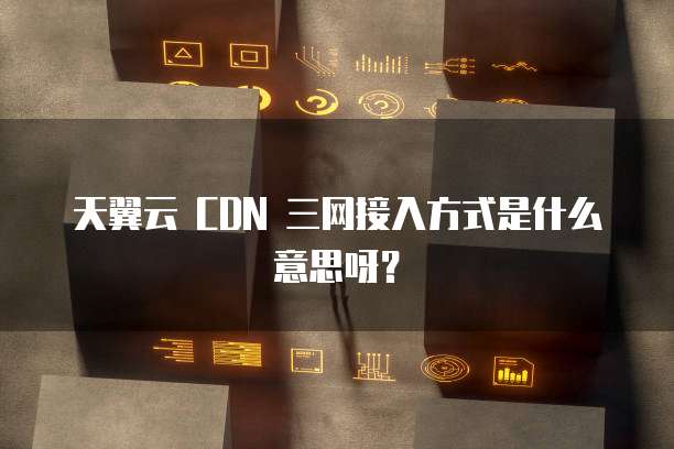 天翼云 CDN 三网接入方式是什么意思呀？