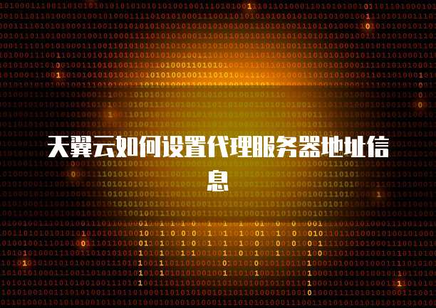 天翼云如何设置代理服务器地址信息