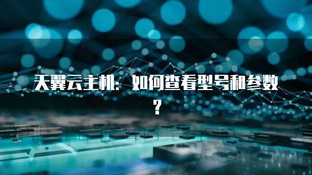 天翼云主机：如何查看型号和参数？