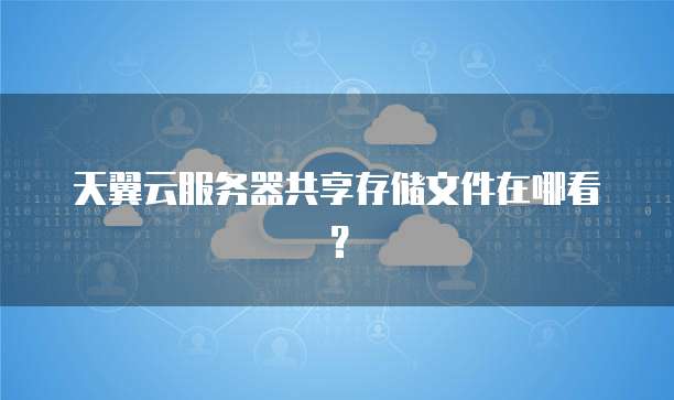 天翼云服务器共享存储文件在哪看？
